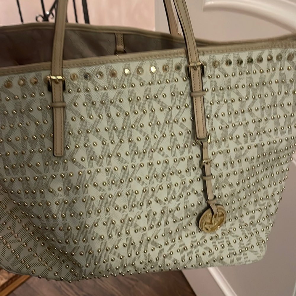 Large Michael kors gold studded tote